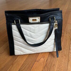 Steve Madden Black White Textured Quilted Shoulder Bag Purse